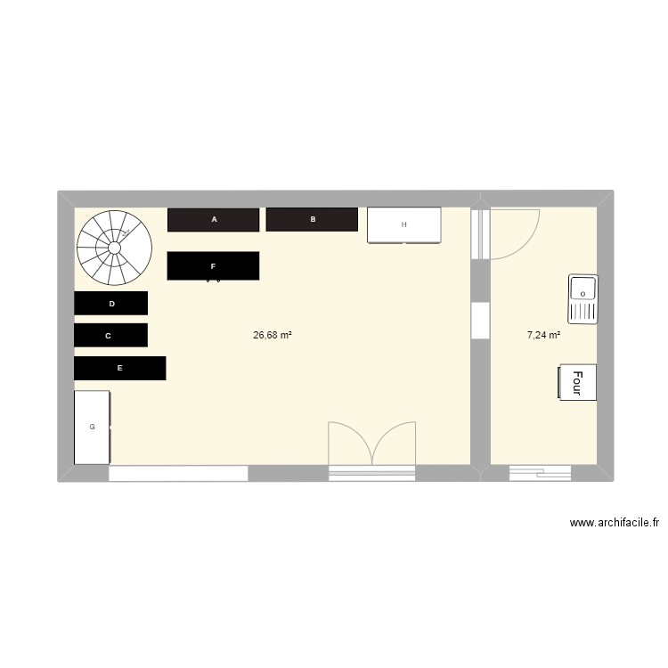 TD ADOC. Plan de 2 pièces et 34 m2