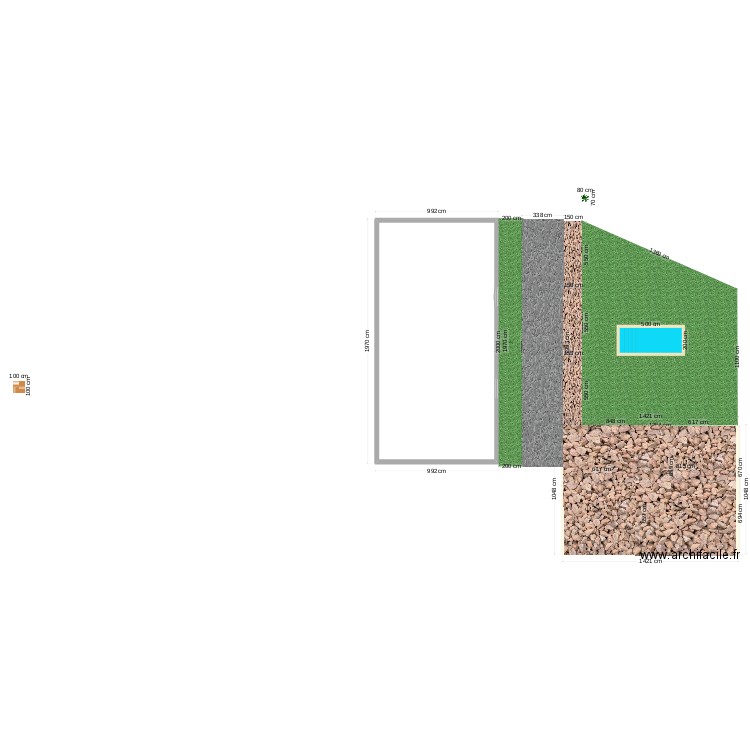 piscine. Plan de 2 pièces et 318 m2