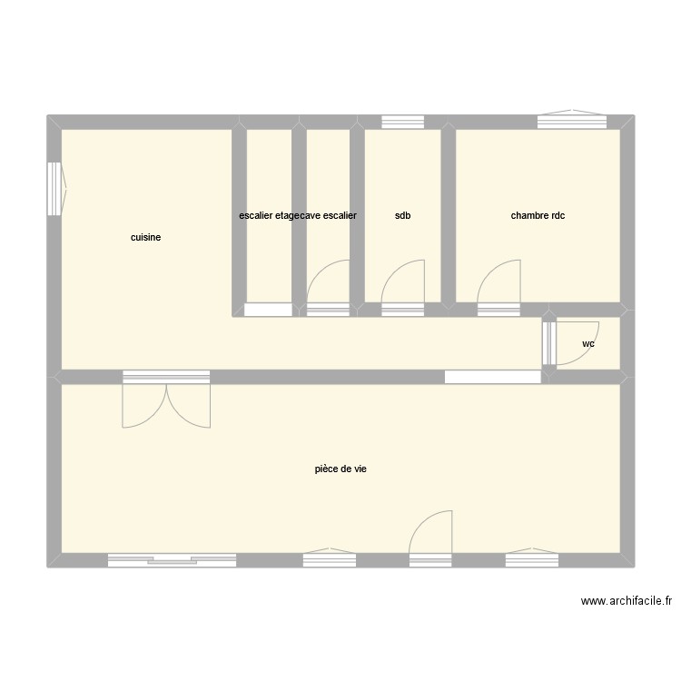 rdc maison. Plan de 7 pièces et 74 m2