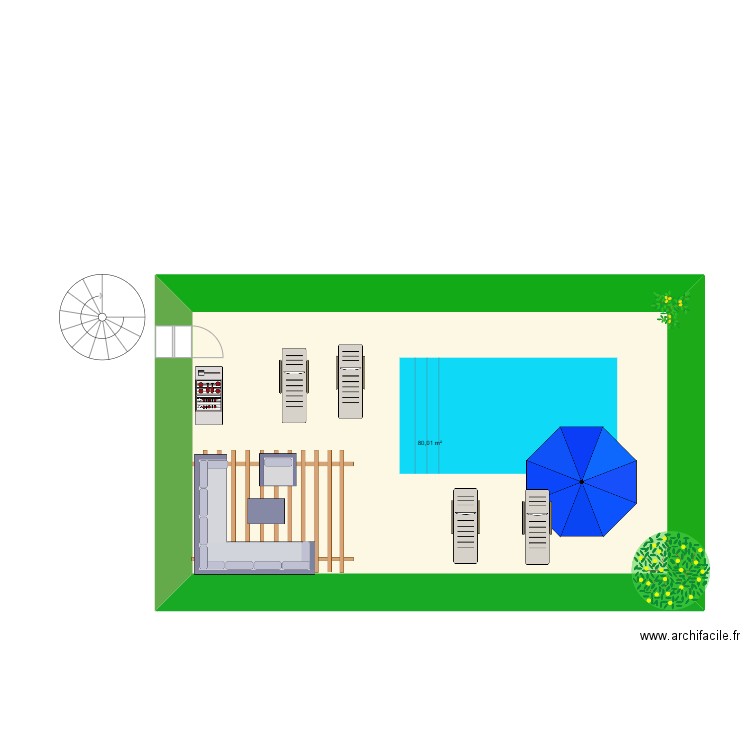 Villa Laurès Rooftop. Plan de 1 pièce et 80 m2