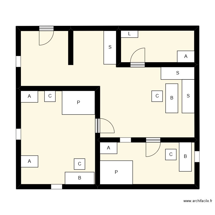 Temav3. Plan de 4 pièces et 76 m2