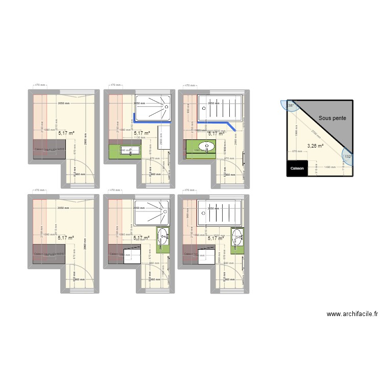 SDB02. Plan de 9 pièces et 36 m2