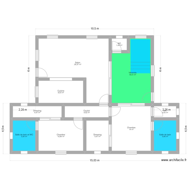 Projet 2 Belle Humeur. Plan de 12 pièces et 106 m2