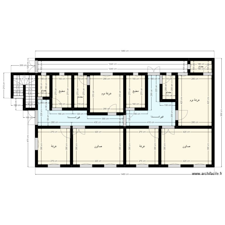 Plan de 16m x 8m Client 22 09 02 03 V2. Plan de 17 pièces et 113 m2