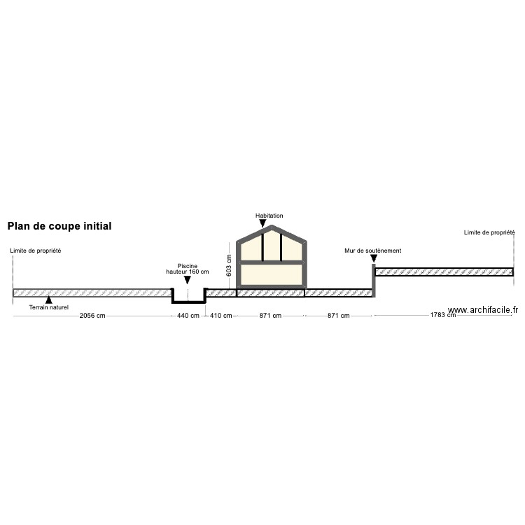 Plan de coupe ETOILE Apres. Plan de 2 pièces et 48 m2