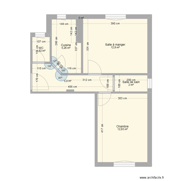 projet 1. Plan de 7 pièces et 40 m2