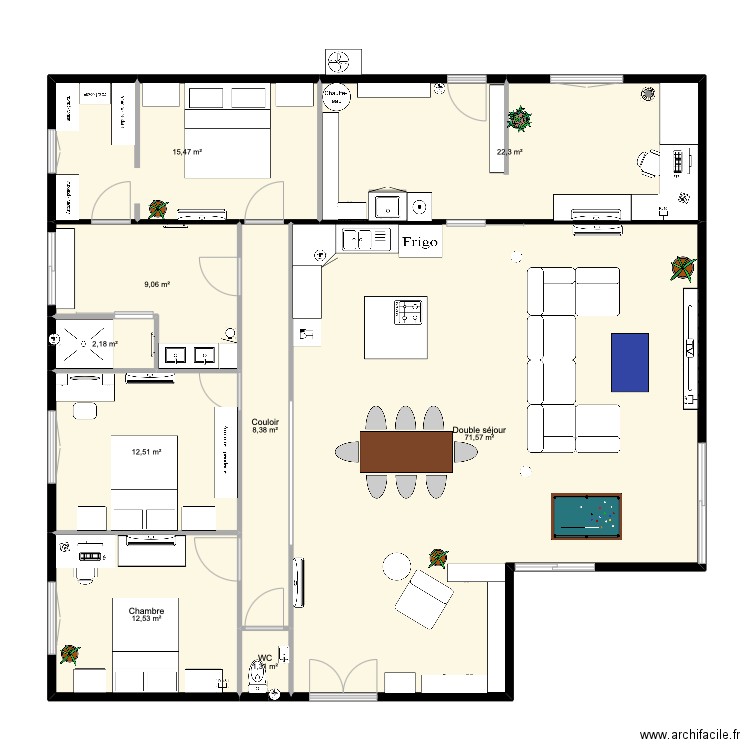 projet 1. Plan de 9 pièces et 155 m2