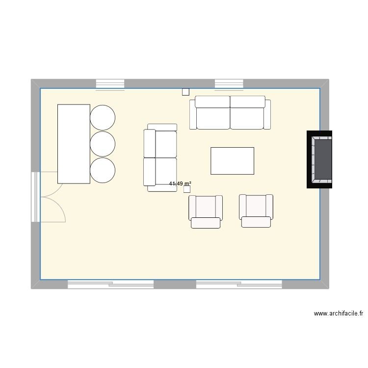 salon1. Plan de 1 pièce et 41 m2