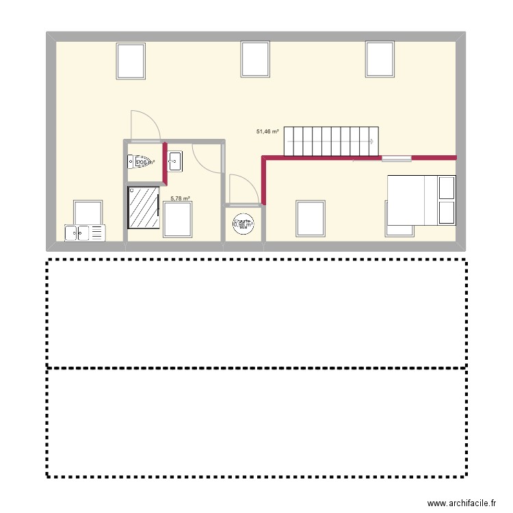 cysoing Loft. Plan de 4 pièces et 59 m2