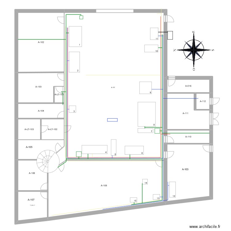 plan halle IUT. Plan de 15 pièces et 467 m2