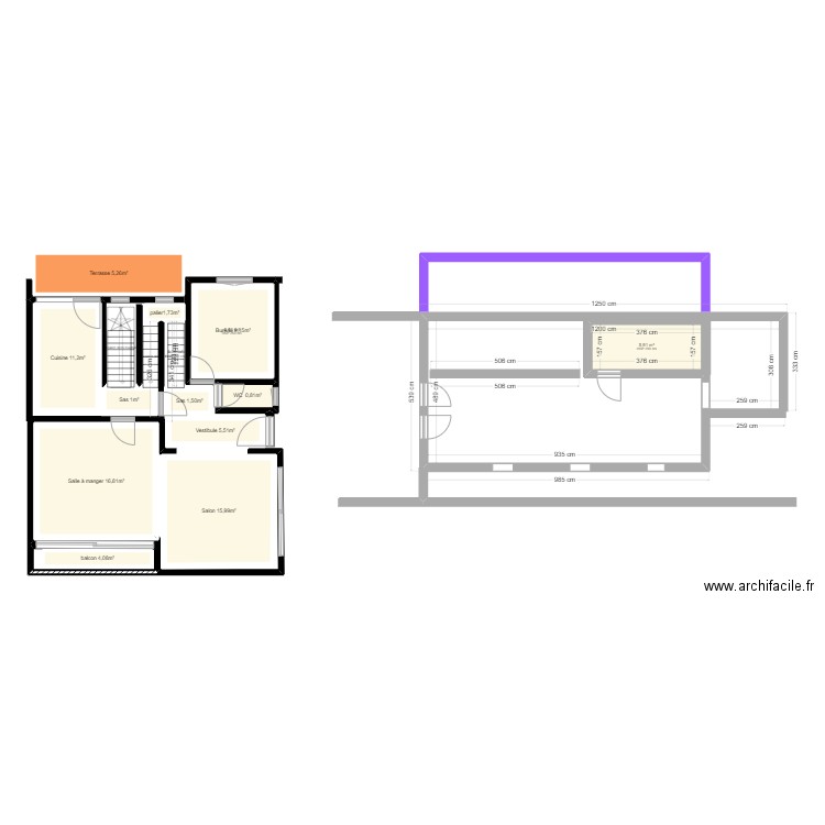 plan péronnes. Plan de 14 pièces et 72 m2