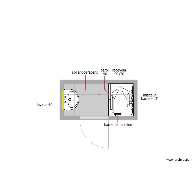 ramoul. Plan de 1 pièce et 2 m2