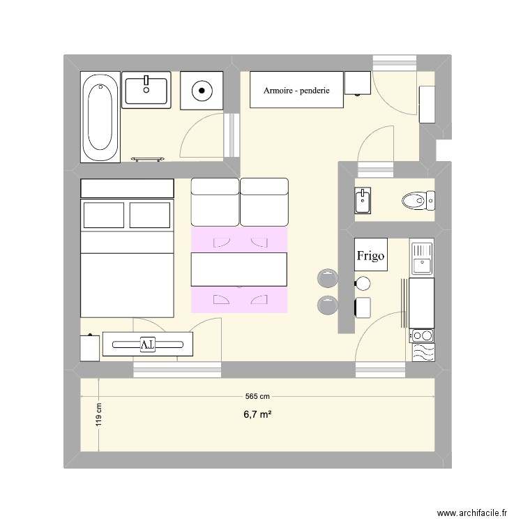 Kip House. Plan de 4 pièces et 30 m2