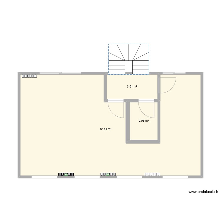 etage 1. Plan de 3 pièces et 49 m2