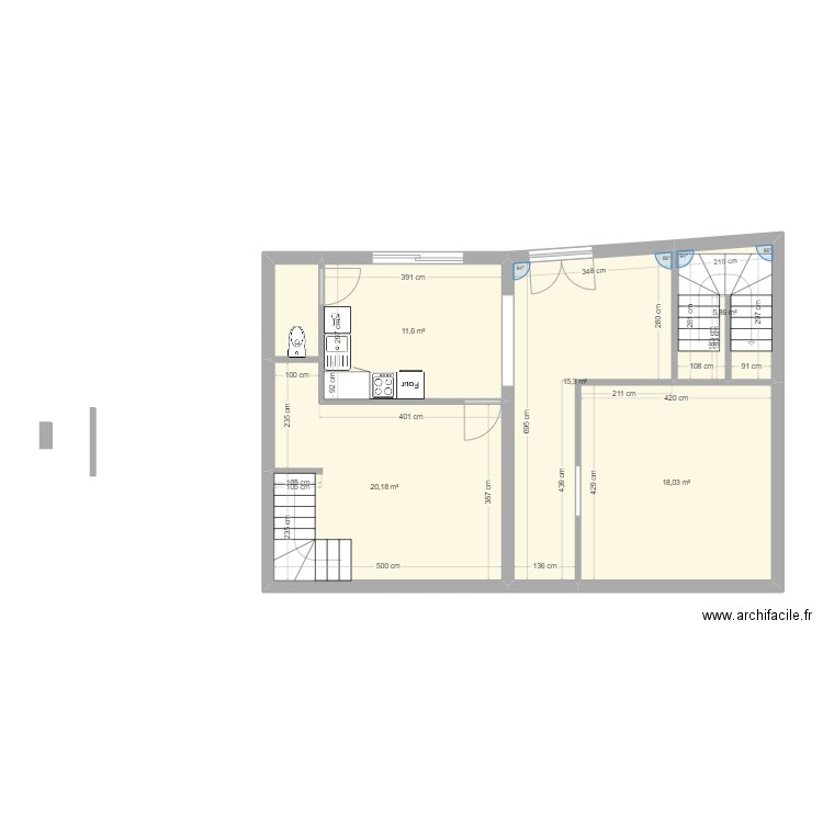 PLAN BAS GRENADE. Plan de 6 pièces et 73 m2