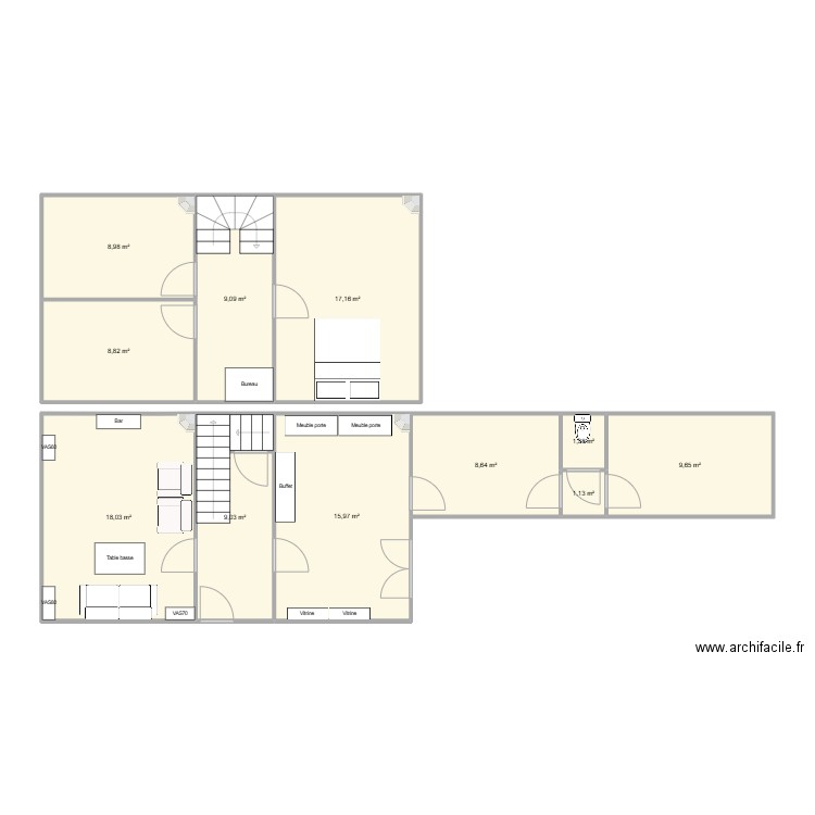 maison. Plan de 11 pièces et 108 m2