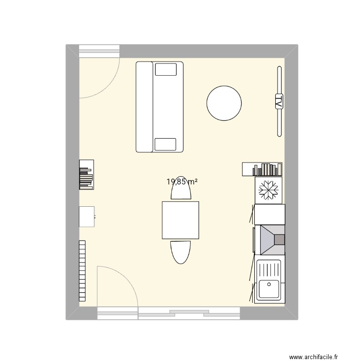 Bolquere. Plan de 1 pièce et 20 m2