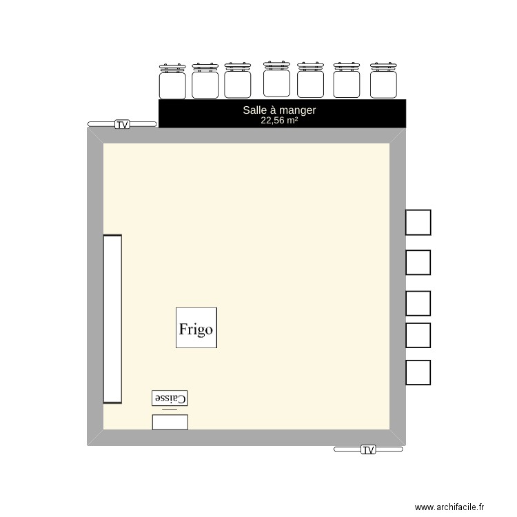 Waffle Factory . Plan de 1 pièce et 23 m2