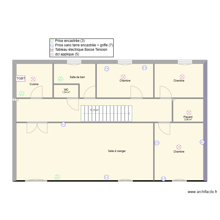 crepin. Plan de 9 pièces et 101 m2