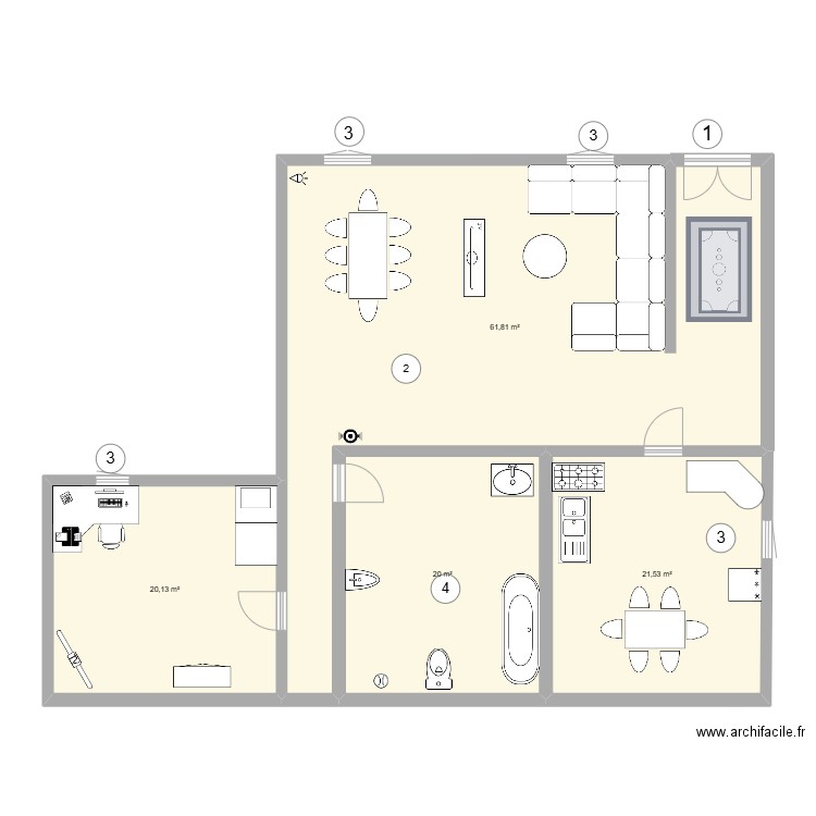 smart home. Plan de 4 pièces et 123 m2