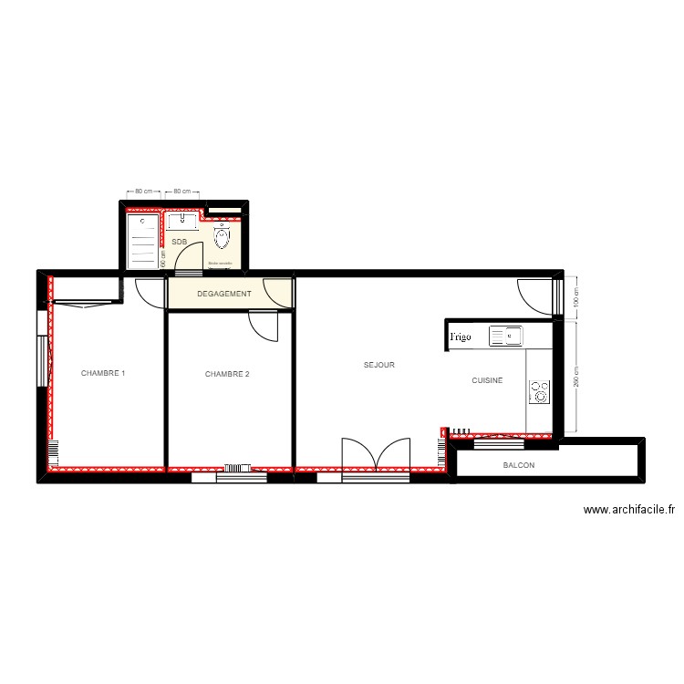 SORBIER APPARTEMENT CUISINE. Plan de 4 pièces et 7 m2