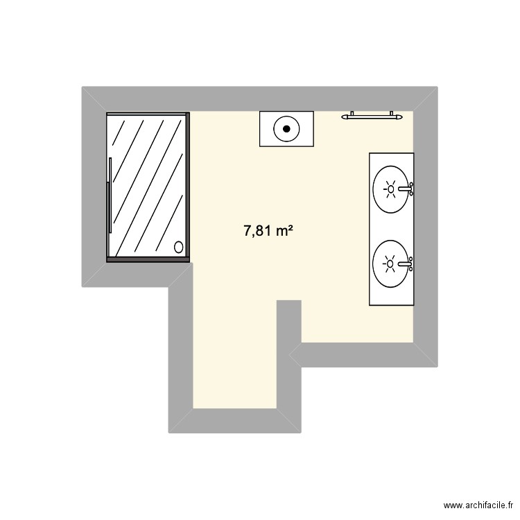 sdb. Plan de 1 pièce et 8 m2