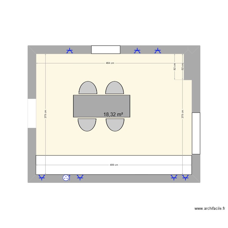 cuisine. Plan de 1 pièce et 18 m2