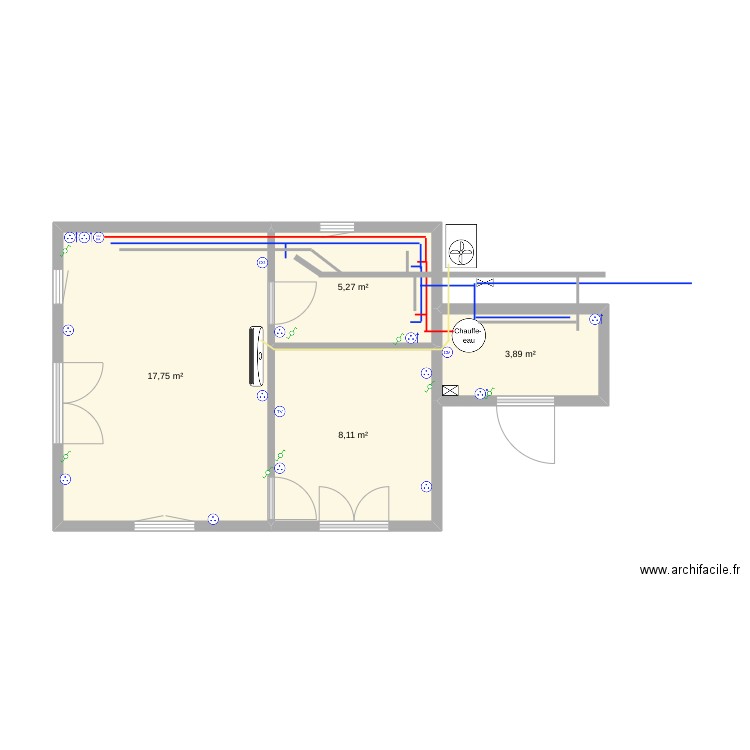 Aline. Plan de 4 pièces et 35 m2