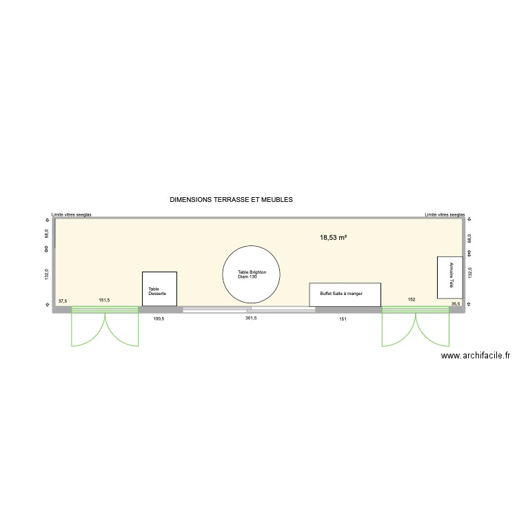 Terrasse 9. Plan de 1 pièce et 19 m2