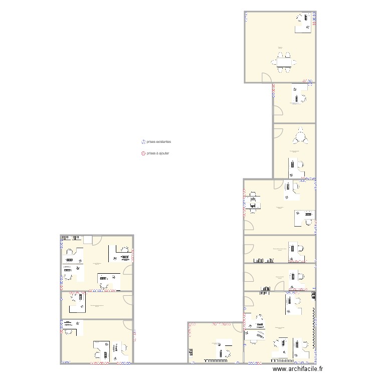 TH95 niveau bureaux 2022. Plan de 11 pièces et 243 m2