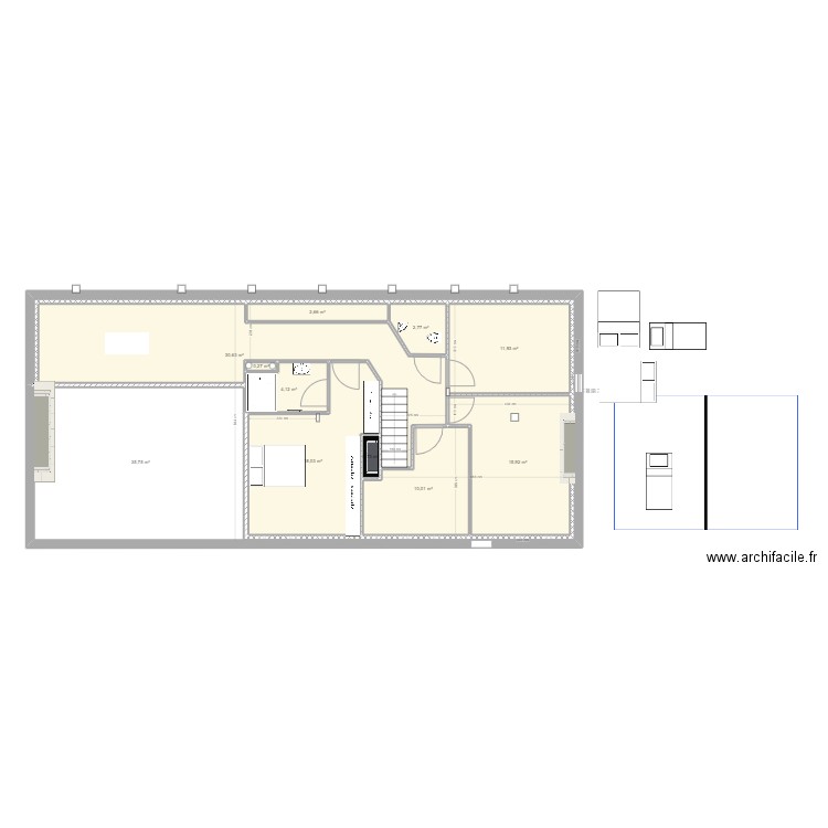 Millam etage. Plan de 11 pièces et 133 m2