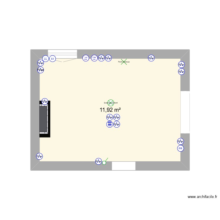 plan elec cuisine. Plan de 1 pièce et 12 m2