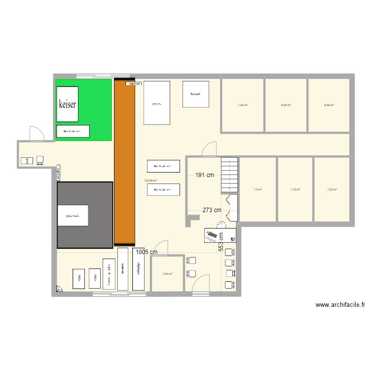 plan cab. Plan de 8 pièces et 170 m2