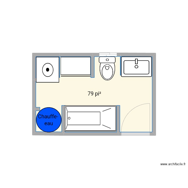 Salle de bain. Plan de 1 pièce et 7 m2