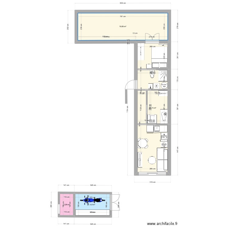 Plan 2. Plan de 4 pièces et 55 m2