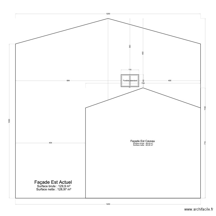 facade est . Plan de 0 pièce et 0 m2