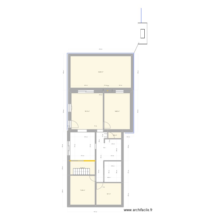 Extension 2 masse. Plan de 7 pièces et 90 m2