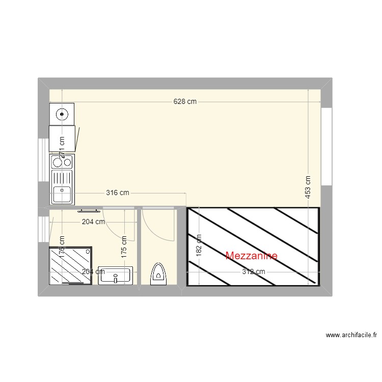 centre equestre. Plan de 3 pièces et 28 m2