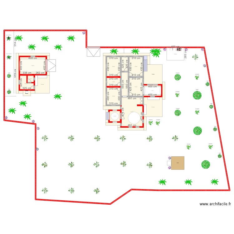 Plan Djerba Mahboubine V1. Plan de 13 pièces et 156 m2