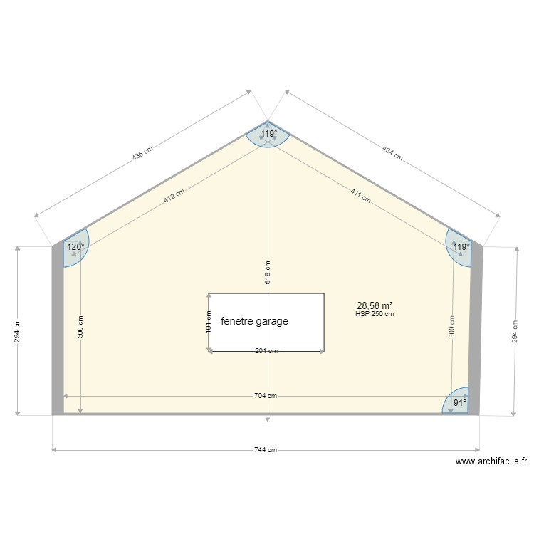 garage cote ouest. Plan de 1 pièce et 29 m2