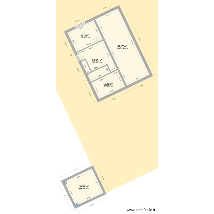 MAISON. Plan de 9 pièces et 218 m2