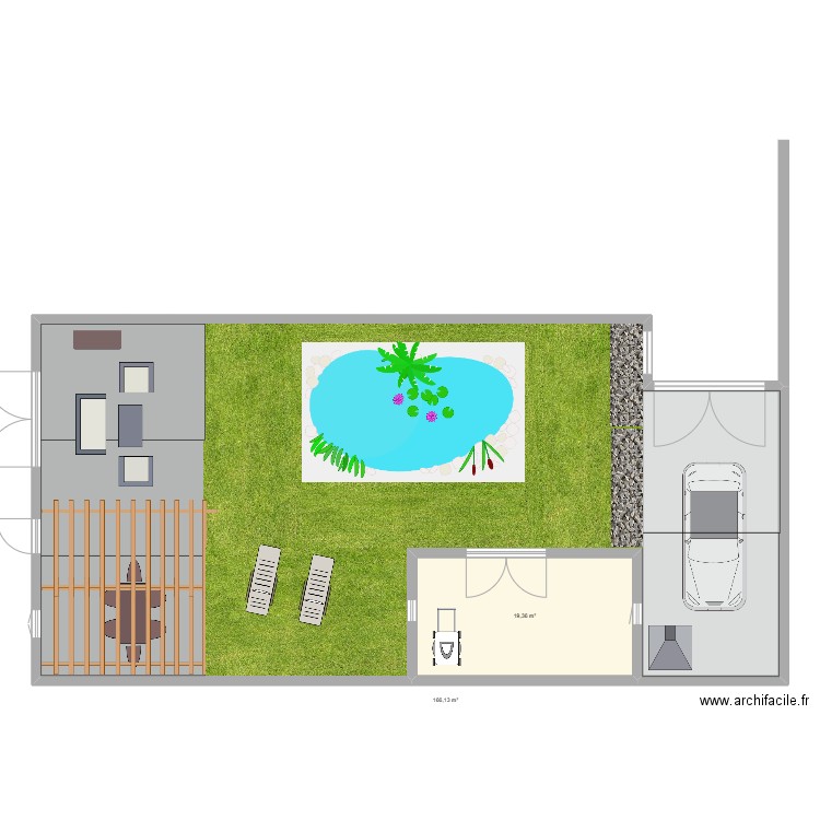 cour Max. Plan de 2 pièces et 185 m2