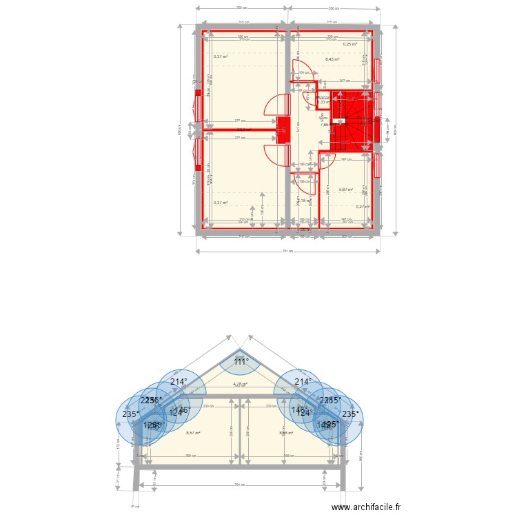 Coupe Toit. Plan de 0 pièce et 0 m2