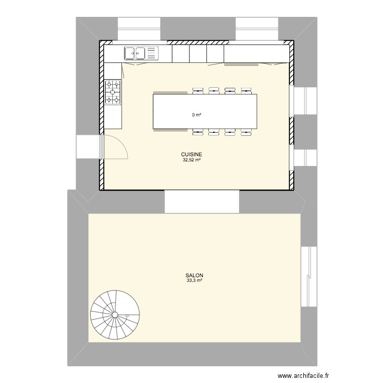 RDC 3. Plan de 3 pièces et 101 m2