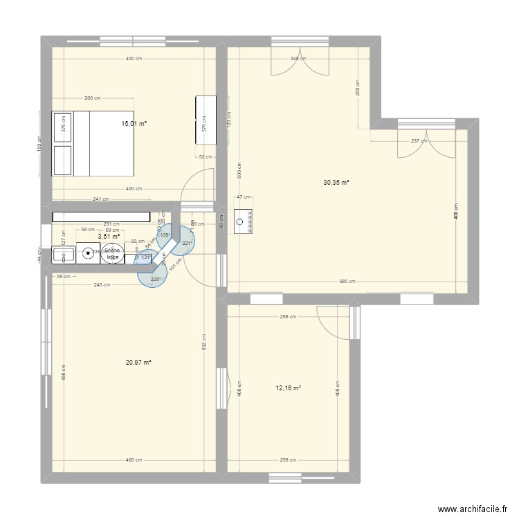 Extension. Plan de 5 pièces et 82 m2