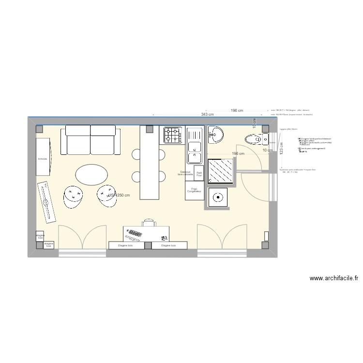 6 MAS . Plan de 1 pièce et 29 m2