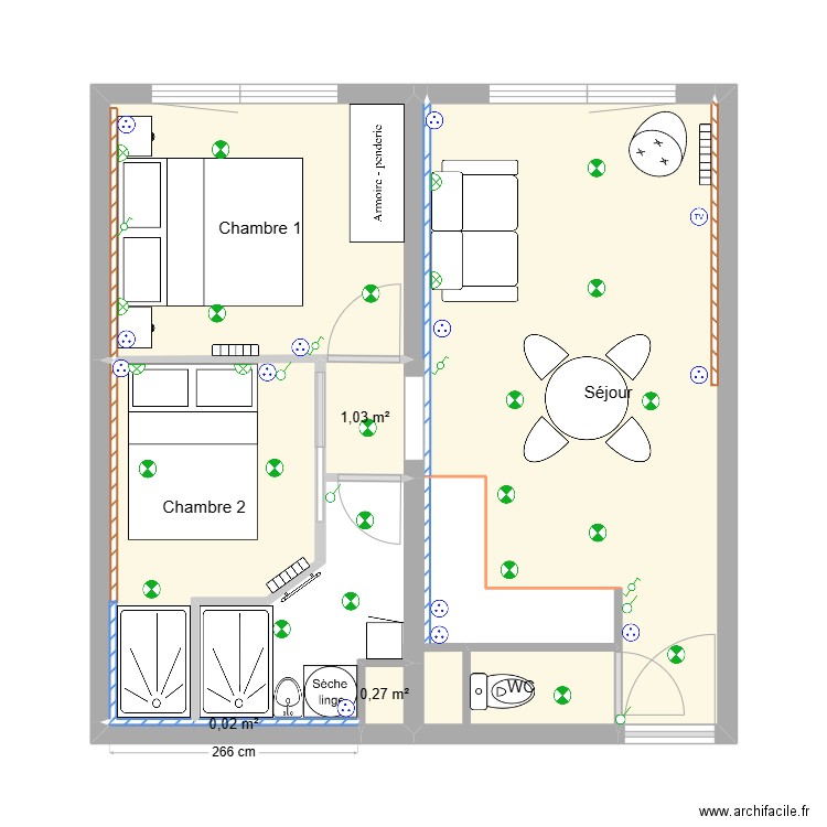 Olympiade 407. Plan de 7 pièces et 34 m2