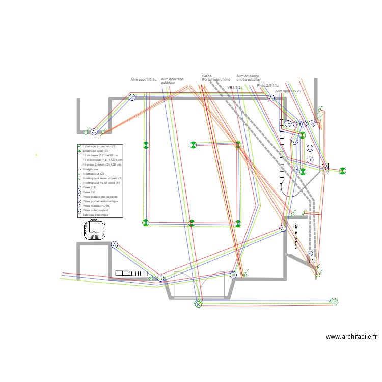 Plan electrique séjour. Plan de 0 pièce et 0 m2