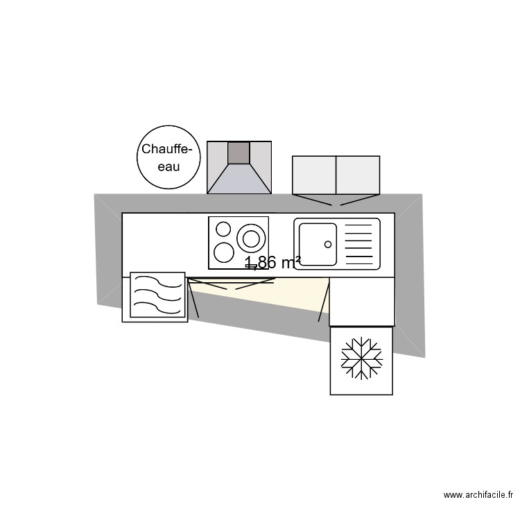 cuicui. Plan de 1 pièce et 2 m2