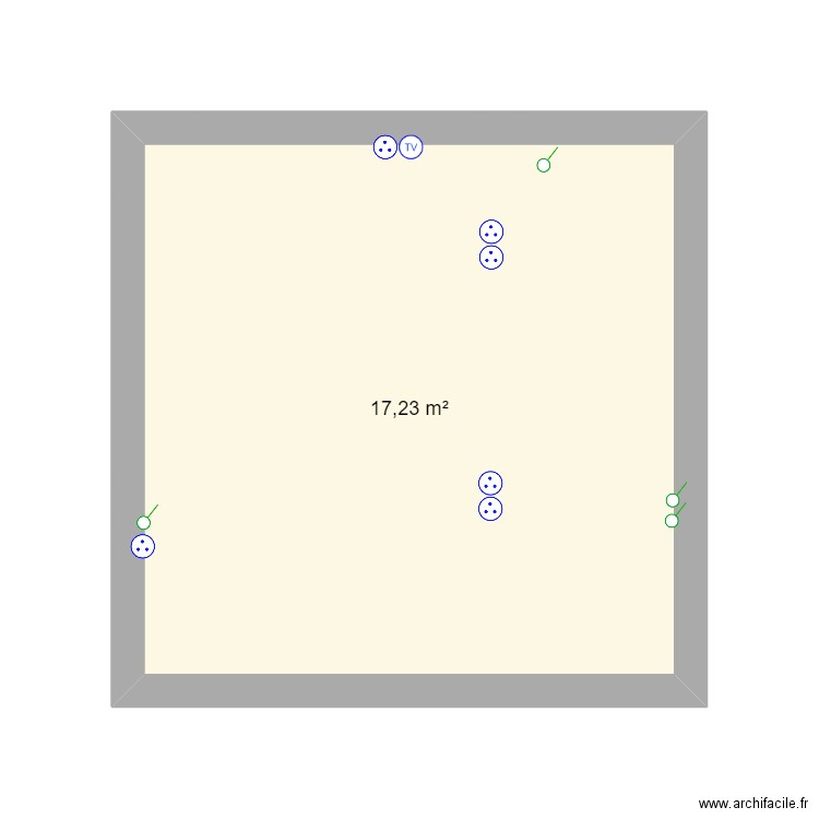 Electricité cuisine et hall entrée. Plan de 1 pièce et 17 m2